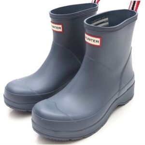 Hunter Play Short Gray Rain Boots with Blue Lining Size 7